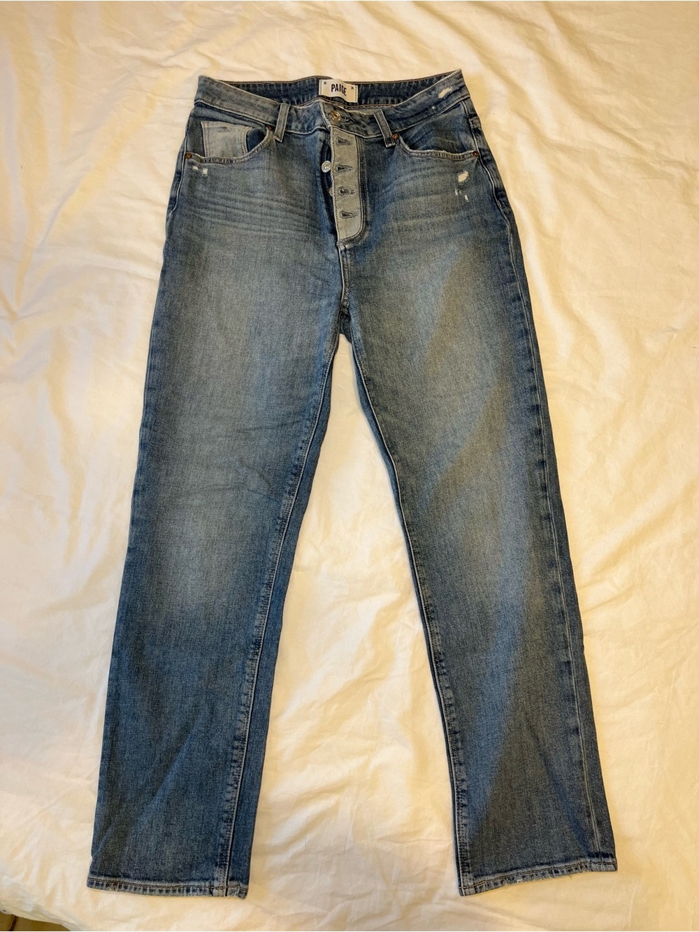 PAIGE Light Blue Button-Fly Jeans